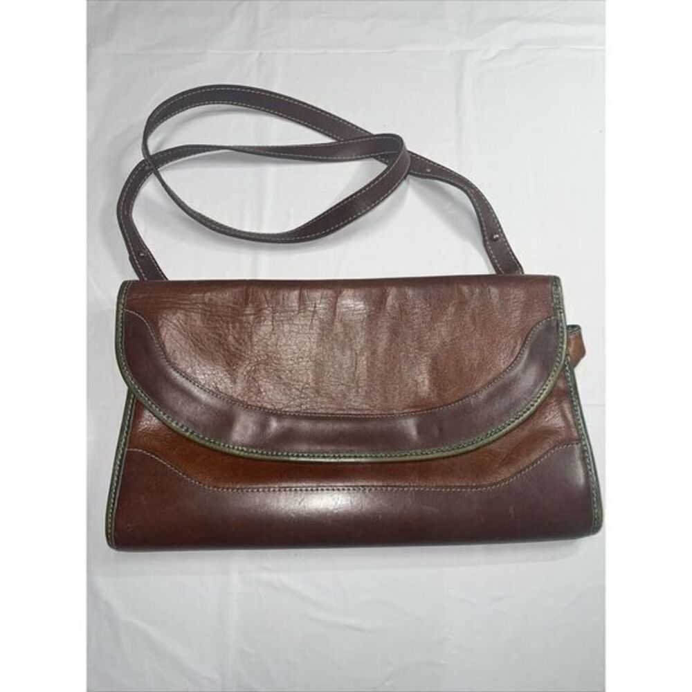 Vintage 90's Brahmin Crossbody Flap Top Purse Womens‎ Tri Color Leather Bag